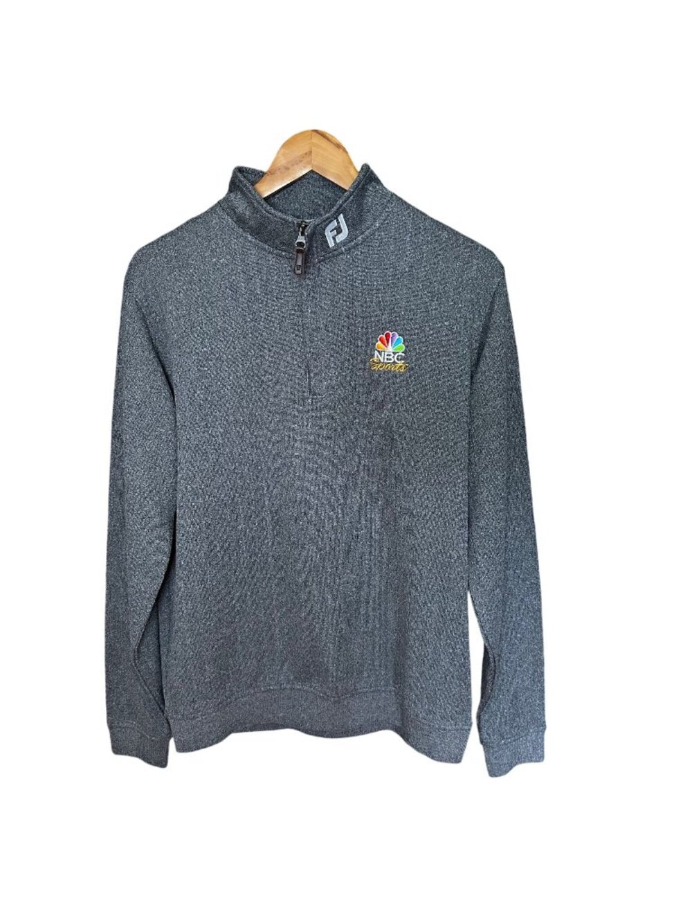 FootJoy Quarter Zip Pullover FJ Mens Medium Gray NBC Sports Logo Golf